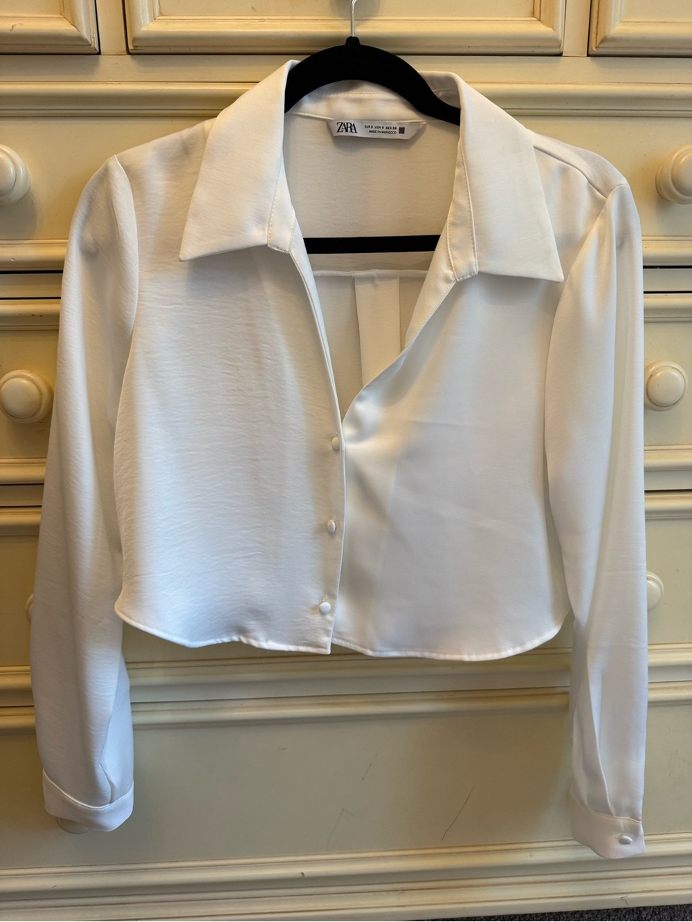 ZARA White Cropped Button-Front Shirt